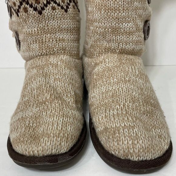 Muk Luks Tan Nordic Print Knit Sock Sweater Boots - Picture 9 of 13